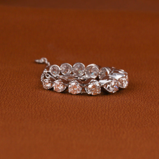 Round Cut Lab Grown Diamond Half Tennis Bracelet