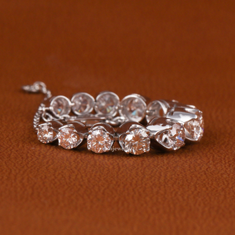 Round Cut Lab Grown Diamond Charm Tennis Bracelet For Women