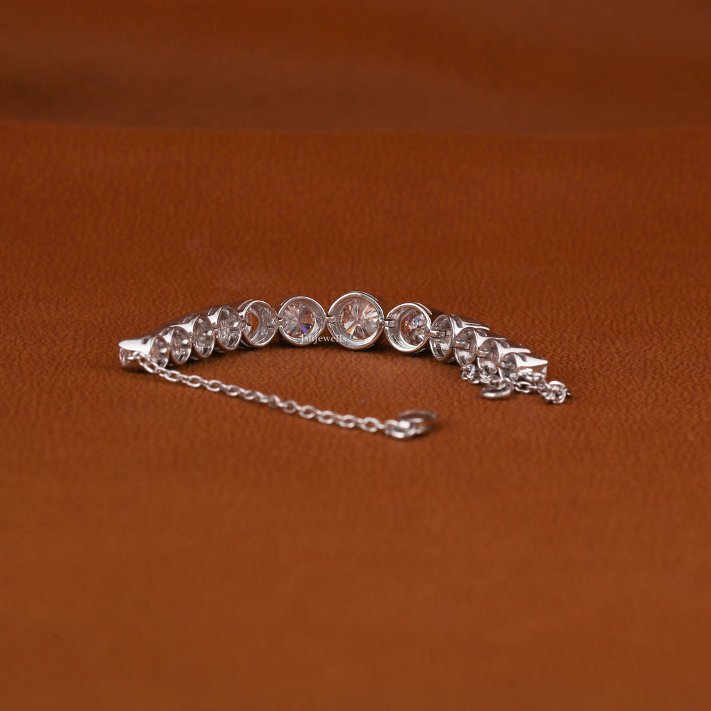 Round Cut Lab Grown Diamond Charm Tennis Bracelet For Women