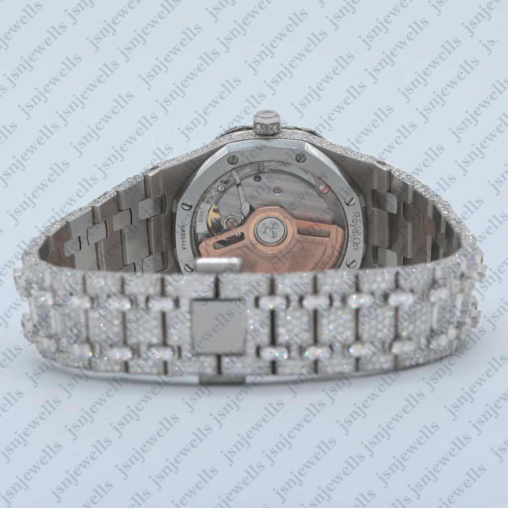 Hip Hop Style Micro Pave Moissanite Automatic Watch Fully Iced Out