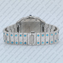 Stylish White-Blue Moissanite Fully Iced Out Watch