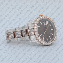 2-Tone Brown Dial Swiss Movement Moissanite Iced Out Watch