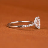 Oval Cut Lab Grown Diamond Engagement Ring – Hidden Halo & Pave Setting
