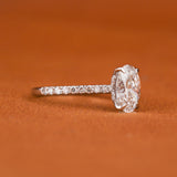 Oval Cut Lab Grown Diamond Engagement Ring – Hidden Halo & Pave Setting