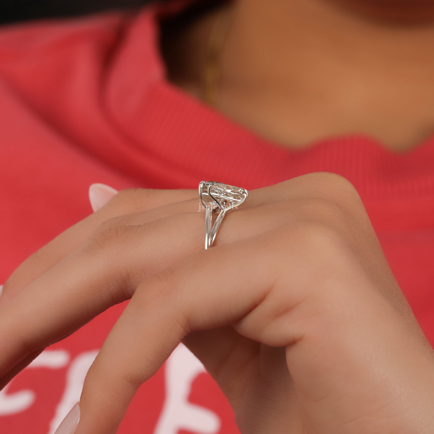 Pink Cushion & Trillion Cut Lab Grown Diamond Bypass Toi et Moi Engagement Ring