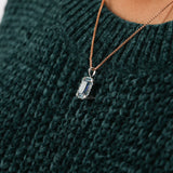 Blue Emerald Cut Lab Grown Diamond Halo Pendant Necklace