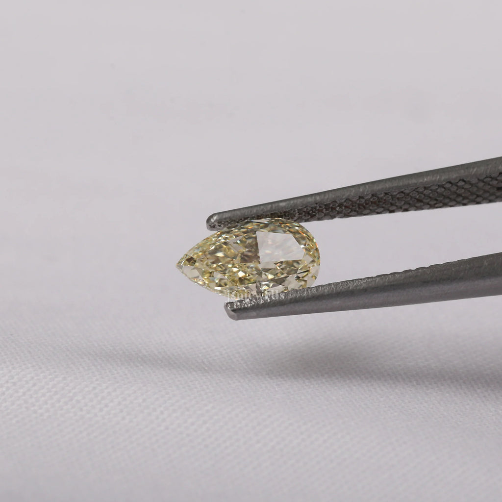 3 Carat Light Yellow Pear Cut Lab Grown Loose Diamond