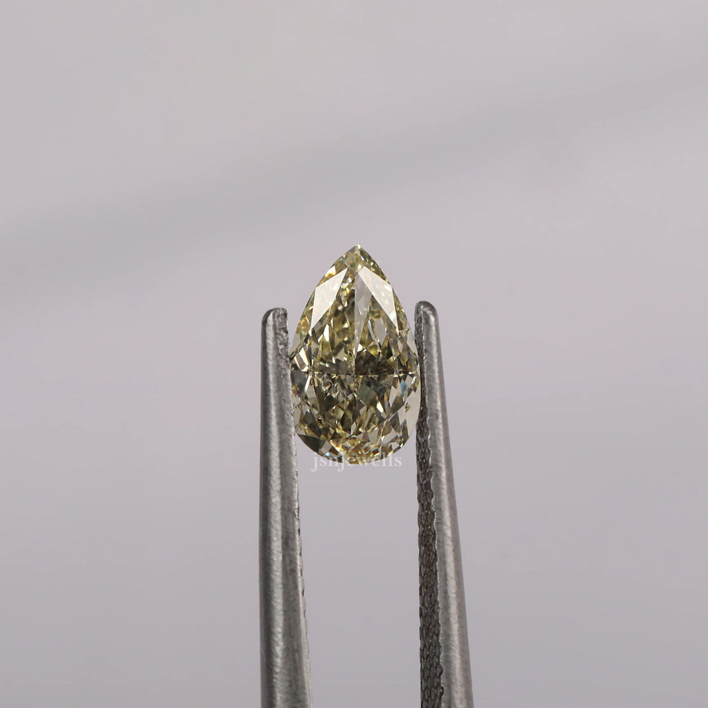 3 Carat Light Yellow Pear Cut Lab Grown Loose Diamond