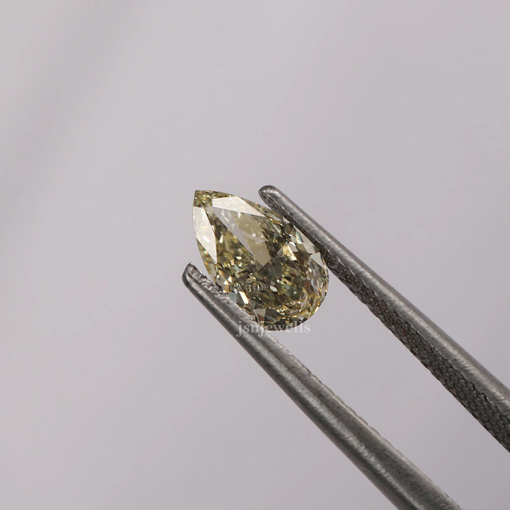 3 Carat Light Yellow Pear Cut Lab Grown Loose Diamond