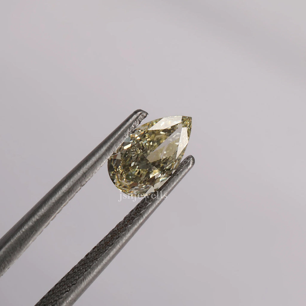 3 Carat Light Yellow Pear Cut Lab Grown Loose Diamond