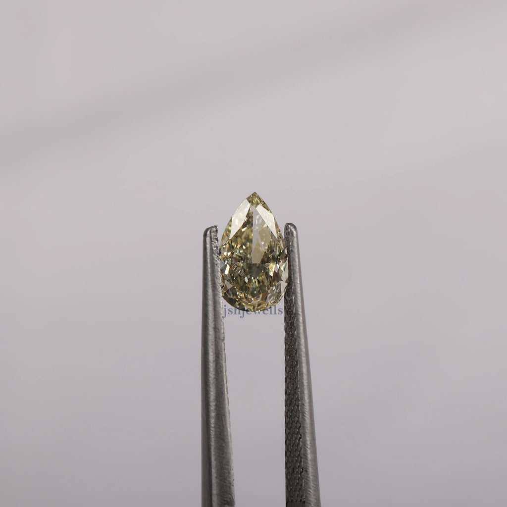 3 Carat Light Yellow Pear Cut Lab Grown Loose Diamond