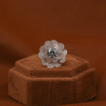 Luxurious Blue Diamond Ring with Side Stones