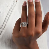 Asscher Cut Lab Grown Diamond Halo & Pave Engagement Ring