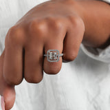 Asscher Cut Lab Grown Diamond Halo & Pave Engagement Ring