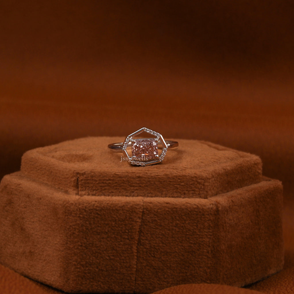 Customizable Pink Solitaire Diamond Ring