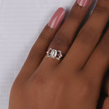 1 CT Emerald Cut Lab Grown Diamond Cluster Engagement Ring