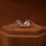 Pink Radiant Cut Lab Grown Diamond Dainty Halo Stud Earrings