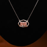 Pink Radiant Cut Lab Grown Diamond Dainty Halo Pendant Necklace