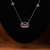 Pink Radiant Cut Lab Grown Diamond Dainty Halo Pendant Necklace