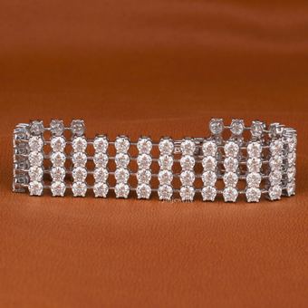 Round Cut Moissanite Diamond Tennis Bracelet For Men