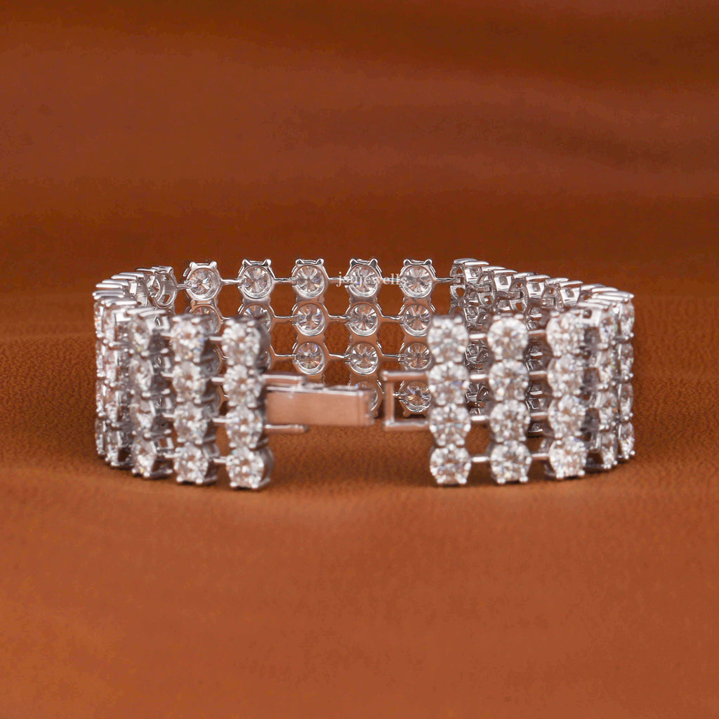 Round Cut Moissanite Diamond Tennis Bracelet For Men