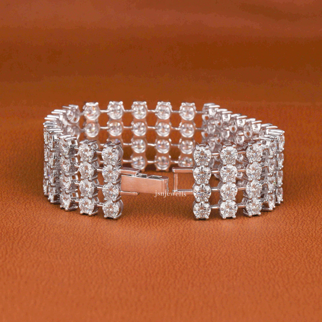 Round Cut Moissanite Diamond Tennis Bracelet For Men