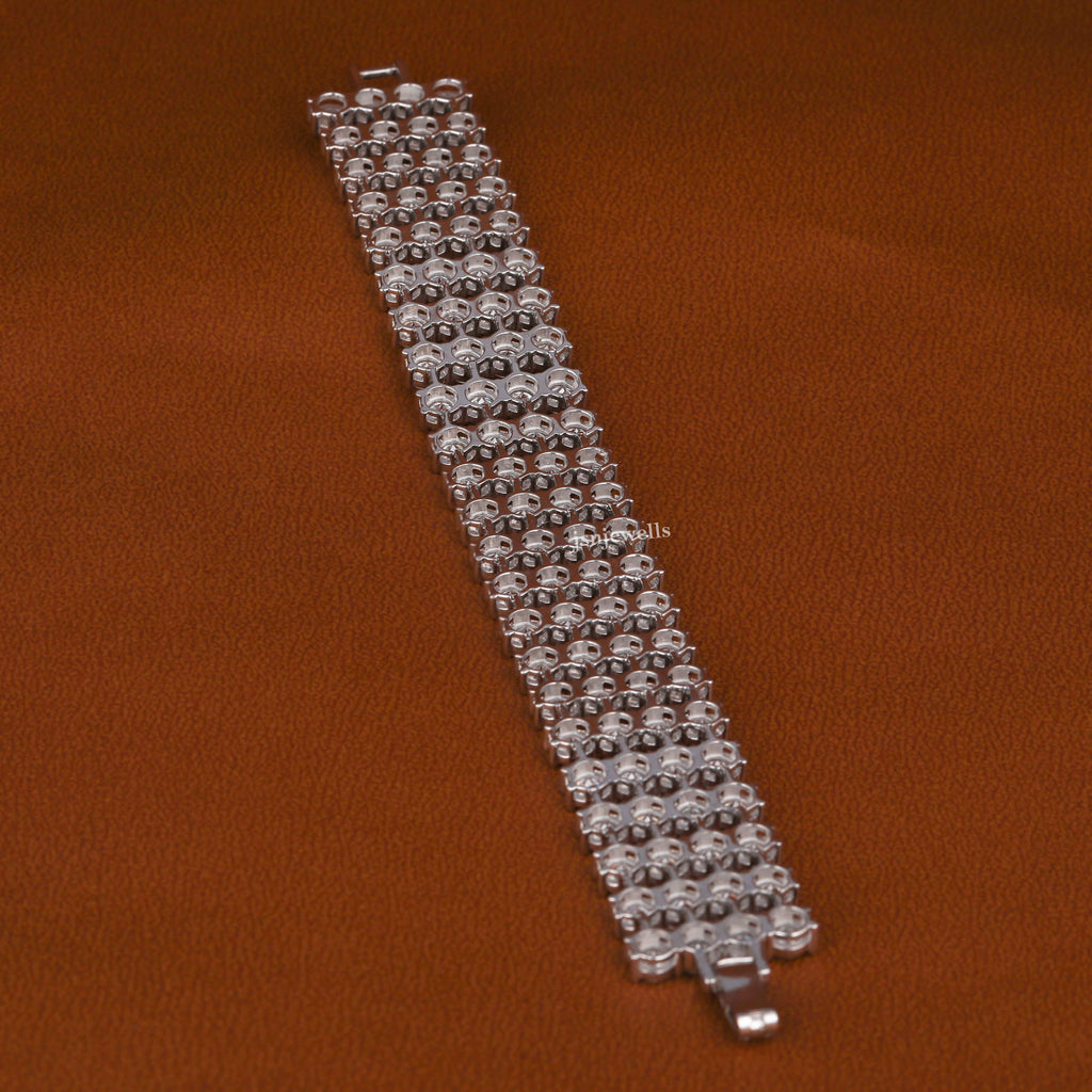 Round Cut Moissanite Diamond Tennis Bracelet For Men