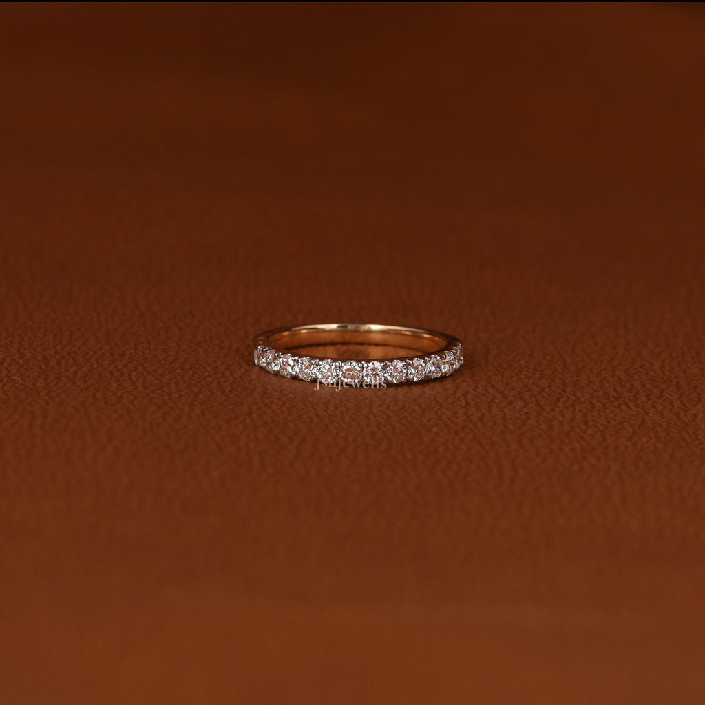 Round Cut Lab Grown Diamond Half Eternity Wedding Band