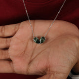 Green Pear Cut Lab Grown Diamond Toi et Moi Pendant Necklace