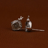 Yellow Cushion Cut Lab Grown Diamond Solitaire Stud Earrings