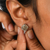 Yellow Cushion Cut Lab Grown Diamond Solitaire Stud Earrings