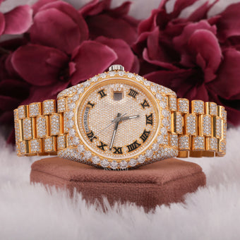 Fully Iced Out Moissanite Hip Hop Watch Bust Down Stainless Steel