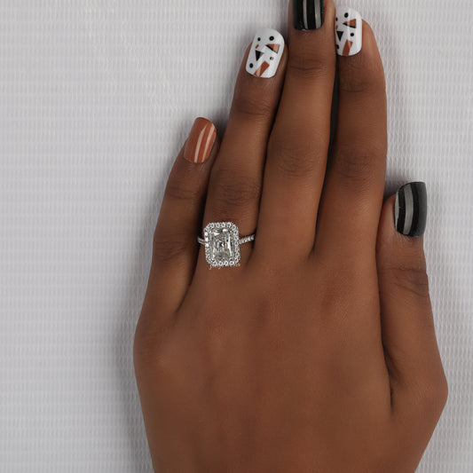 Radiant Cut Lab Grown Diamond Halo & Pave Engagement Ring