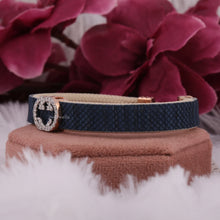 Handcrafted Blue Belt and Lab Created Diamond Men's Bracelet