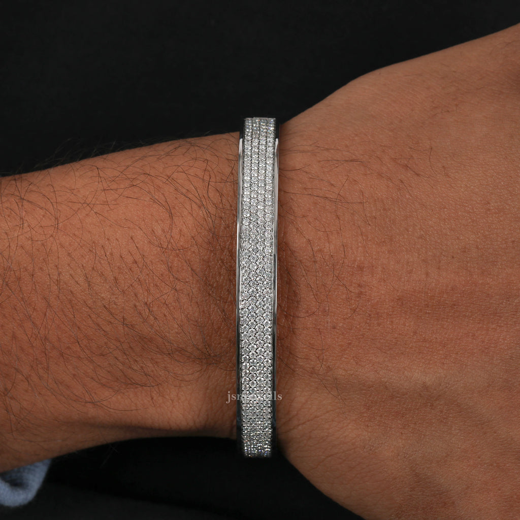 Pave Set Lab Diamond Stylish Bracelet Men’s Luxury Accessory