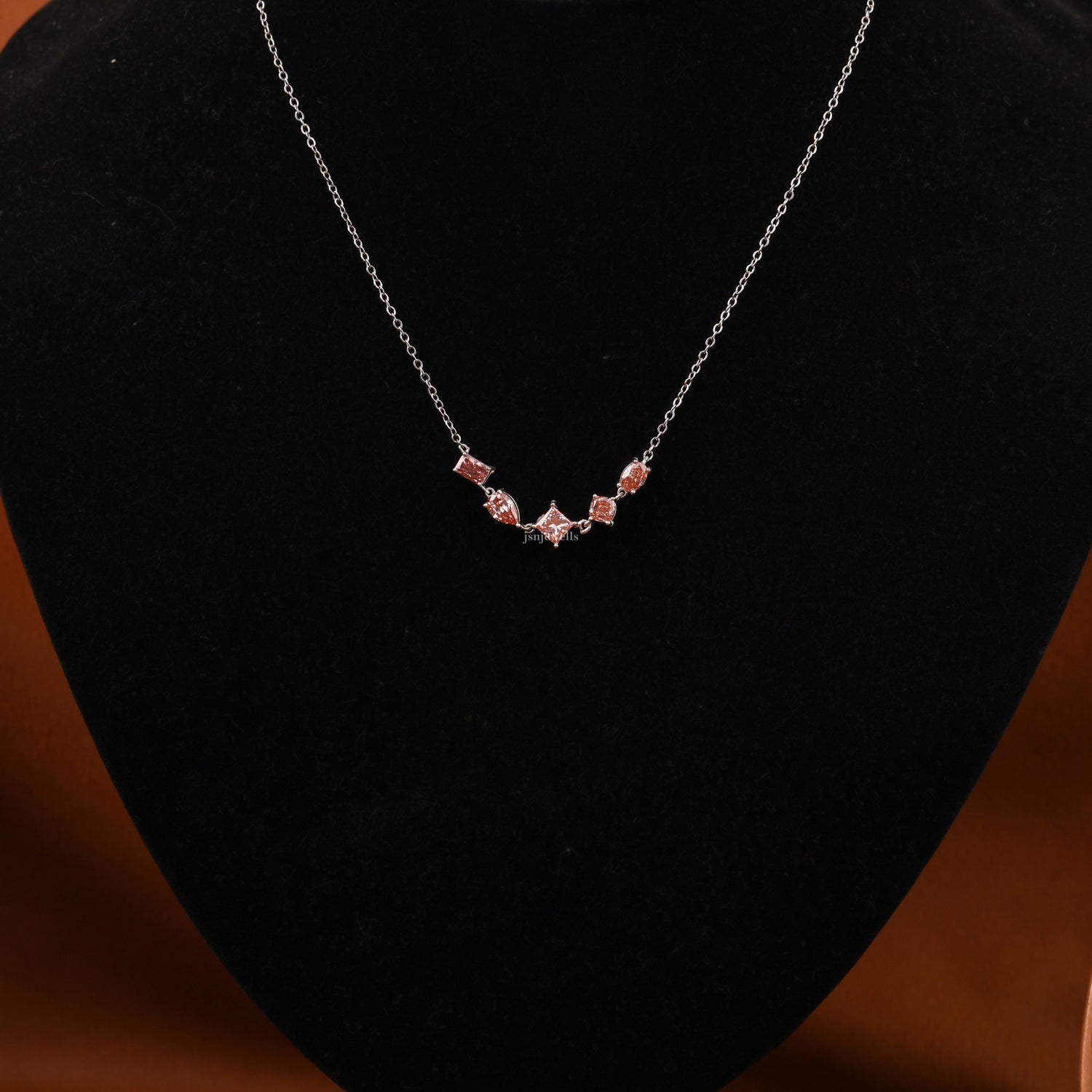 Multiple Cuts Lab Grown Diamond Cluster Pendant Necklace