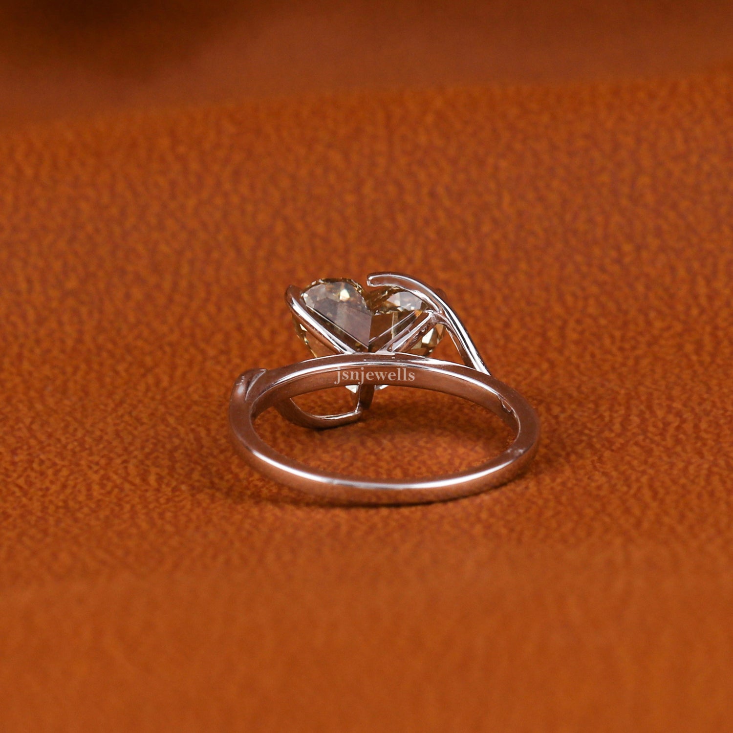 Yellow Herat Cut Lab Grown Diamond Unique Solitaire Engagement Ring