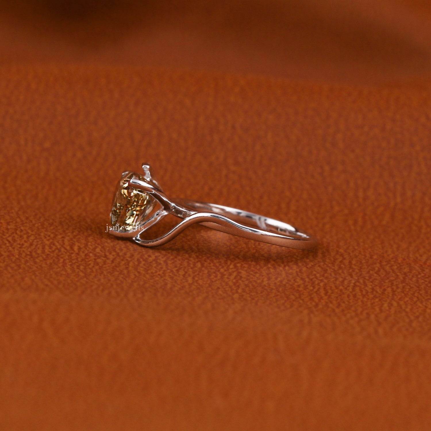 Yellow Herat Cut Lab Grown Diamond Unique Solitaire Engagement Ring