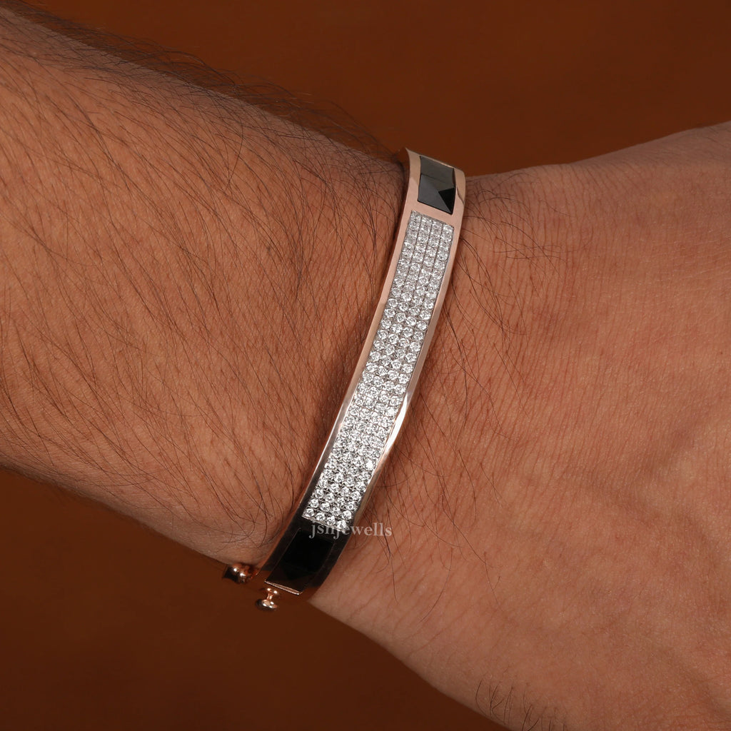 Round Cut Eco Friendly Diamonds Bangle Men's Bracelet