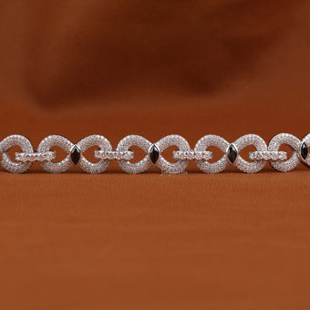 Round & Marquise Cut Moissanite Diamond Infinity Style Cuban Bracelet