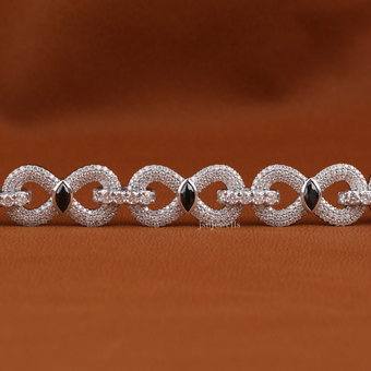 Round & Marquise Cut Moissanite Diamond Infinity Style Cuban Bracelet