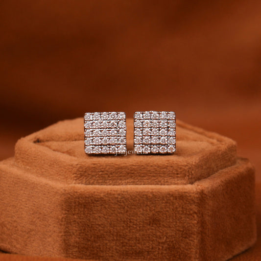 Round Cut Lab Grown Diamond Cluster Stud Earrings