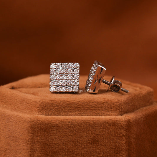 Round Cut Lab Grown Diamond Cluster Stud Earrings