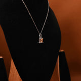 Yellow Square Radiant Cut Lab Grown Diamond Halo Pendant Necklace