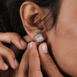 Round & Baguette Cut Lab Grown Diamond Cluster Earrings