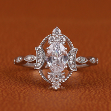 Oval Cut Lab Created Diamond Vintage Cluster Engagement Ring