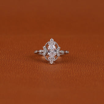 Oval Cut Lab Created Diamond Vintage Cluster Engagement Ring