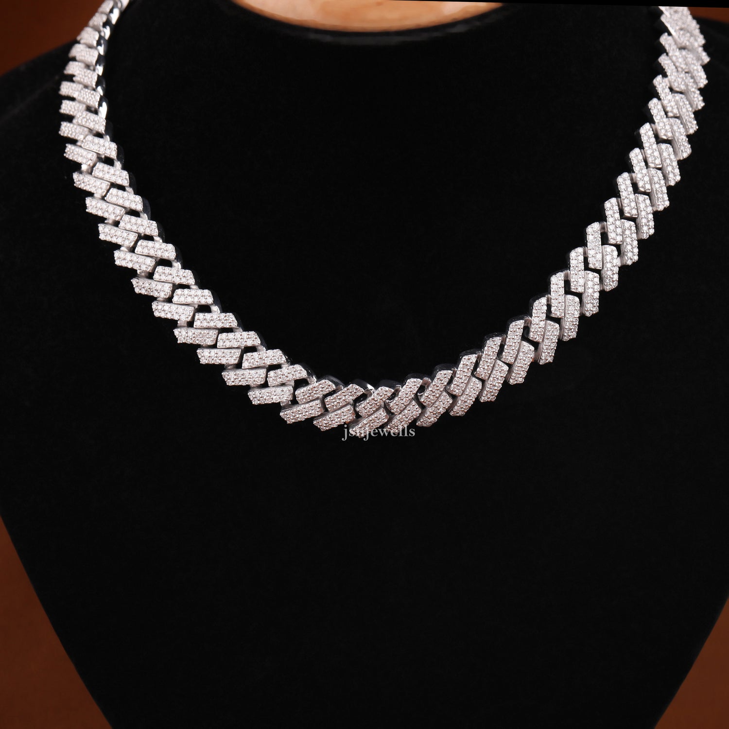 Round Cut Lab Grown Diamond Cuban Chain Necklace