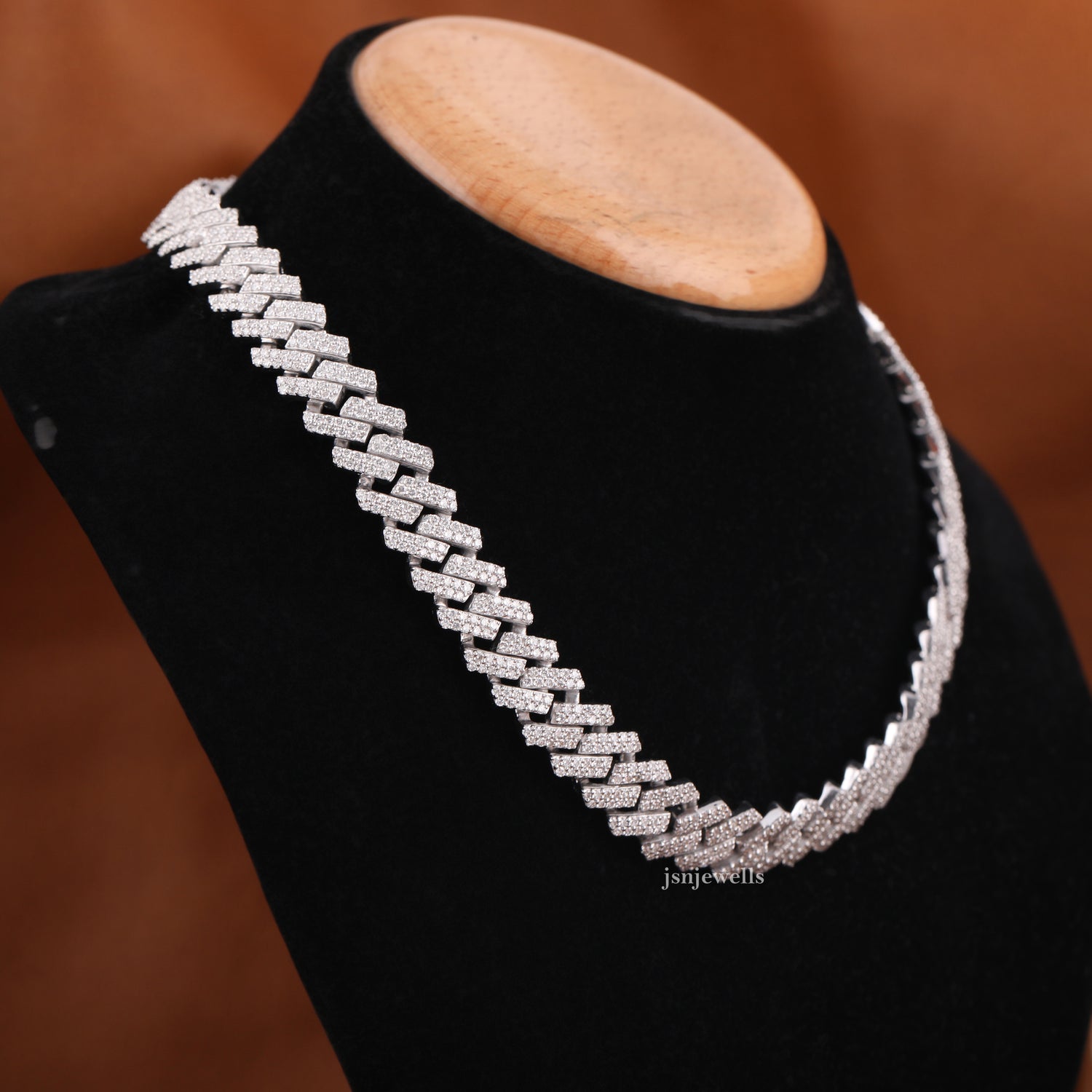 Round Cut Lab Grown Diamond Cuban Chain Necklace