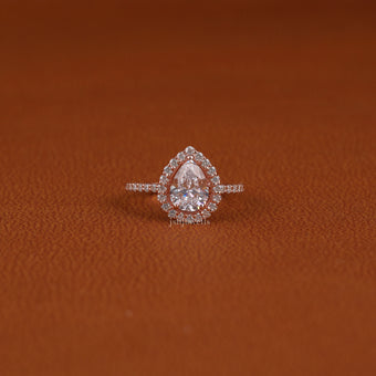 0.56 CT Pear Cut Lab Diamond Halo Engagement Ring For Women's